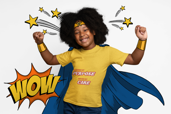 Kids Purpose & Care Tee - Empowering Messages for Young Hearts